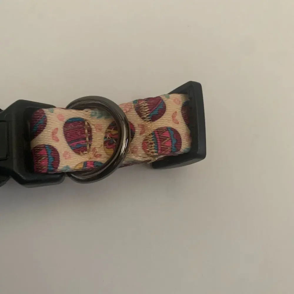 Adjustable Soft Easter Egg Dog Puppy Collar All Over Easter Eggs Size M New